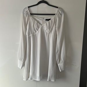 Bright white lulus long sleeve mini dress. Size Lg
